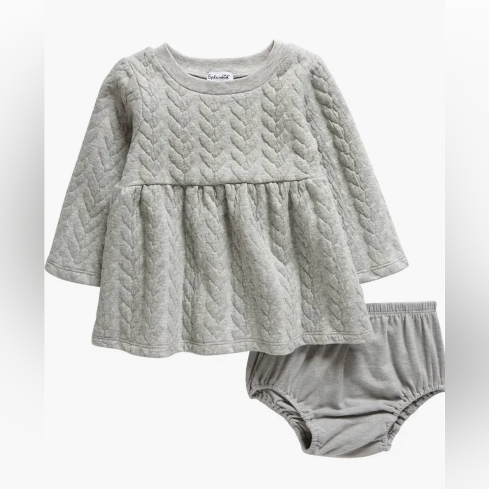 NWT Splendid Embossed Heart Long Sleeve Dress, 18-24M